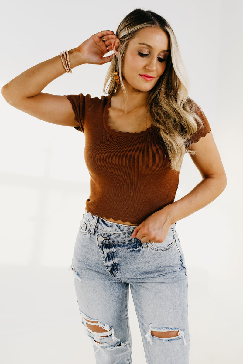 The Scarlett Ribbed Scalloped Top - FINAL SALE
