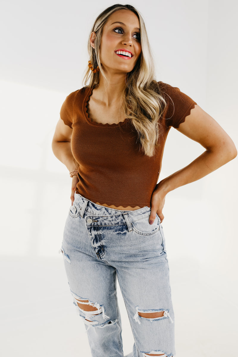 The Scarlett Ribbed Scalloped Top - FINAL SALE