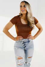 The Scarlett Ribbed Scalloped Top - FINAL SALE