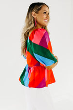The Anahi Rainbow Stripe Surplice Blouse - FINAL SALE