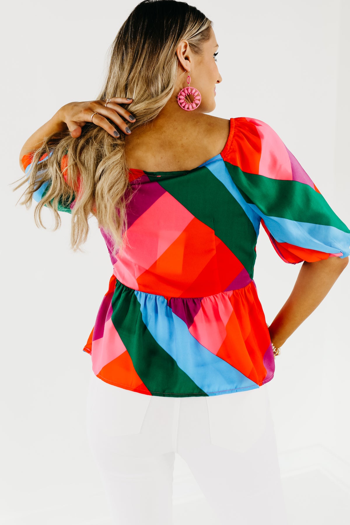 The Anahi Rainbow Stripe Surplice Blouse - FINAL SALE