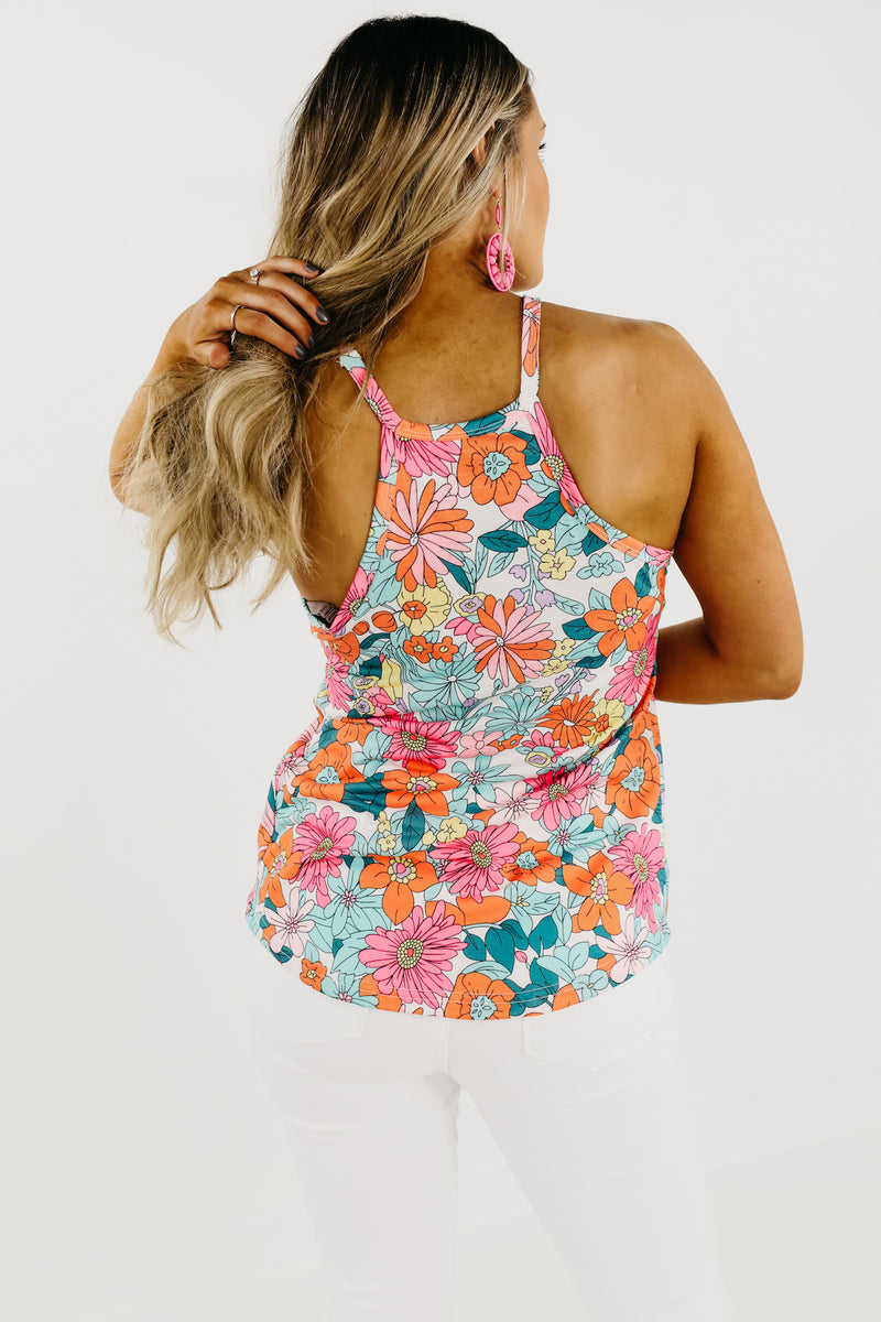 The Bryan Floral Halter Tank Top - FINAL SALE