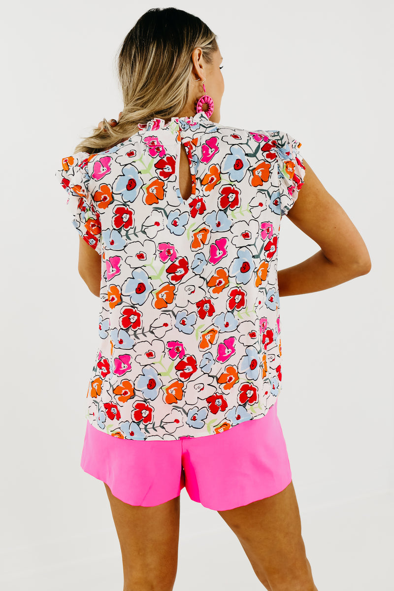 The Edward Floral Ruffle Sleeve Blouse - FINAL SALE