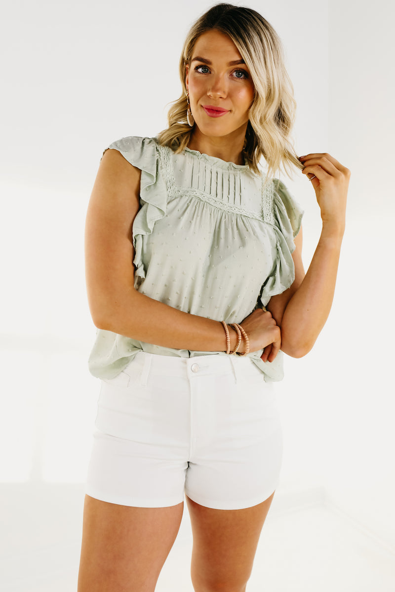 The Lennon Flutter Sleeve Swiss Dot Top - FINAL SALE