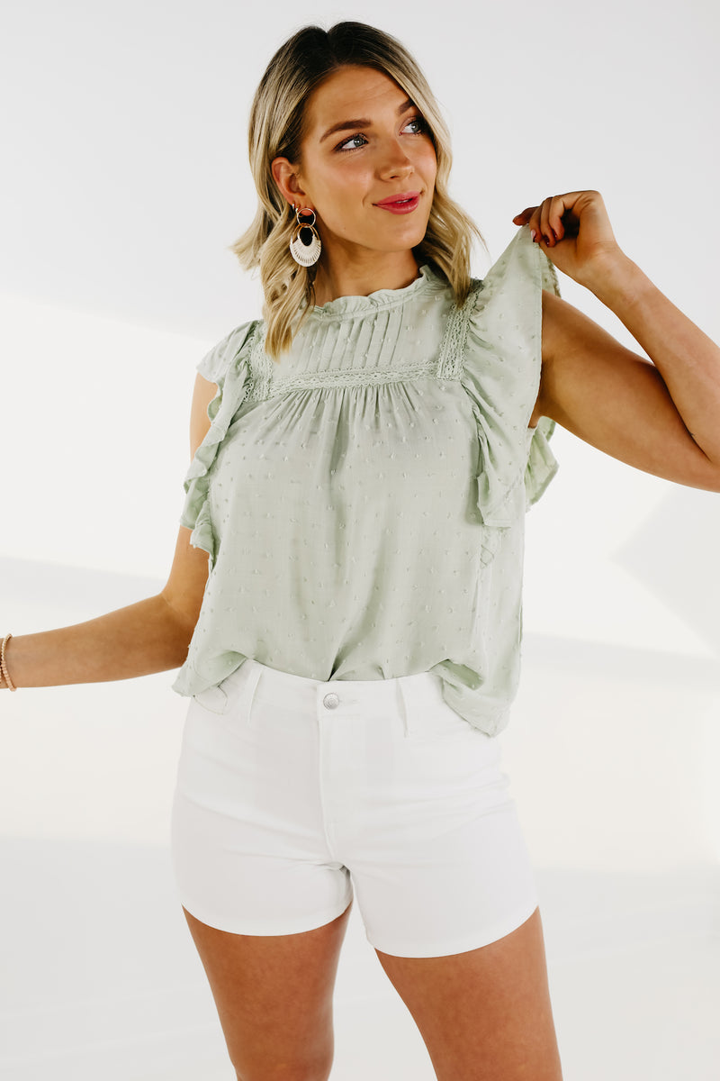 The Lennon Flutter Sleeve Swiss Dot Top - FINAL SALE