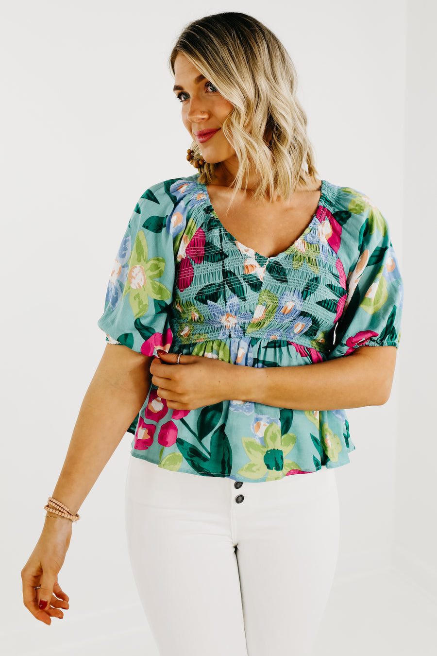 The Amaris Floral Smocked Top - FINAL SALE