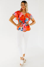 The Derek Watercolor Tie Back Blouse - FINAL SALE