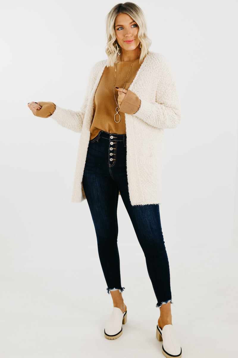 The Elsie Popcorn Cardigan - Taupe