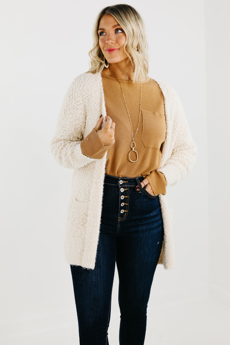 The Elsie Popcorn Cardigan - Taupe