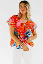 The Derek Watercolor Tie Back Blouse - FINAL SALE