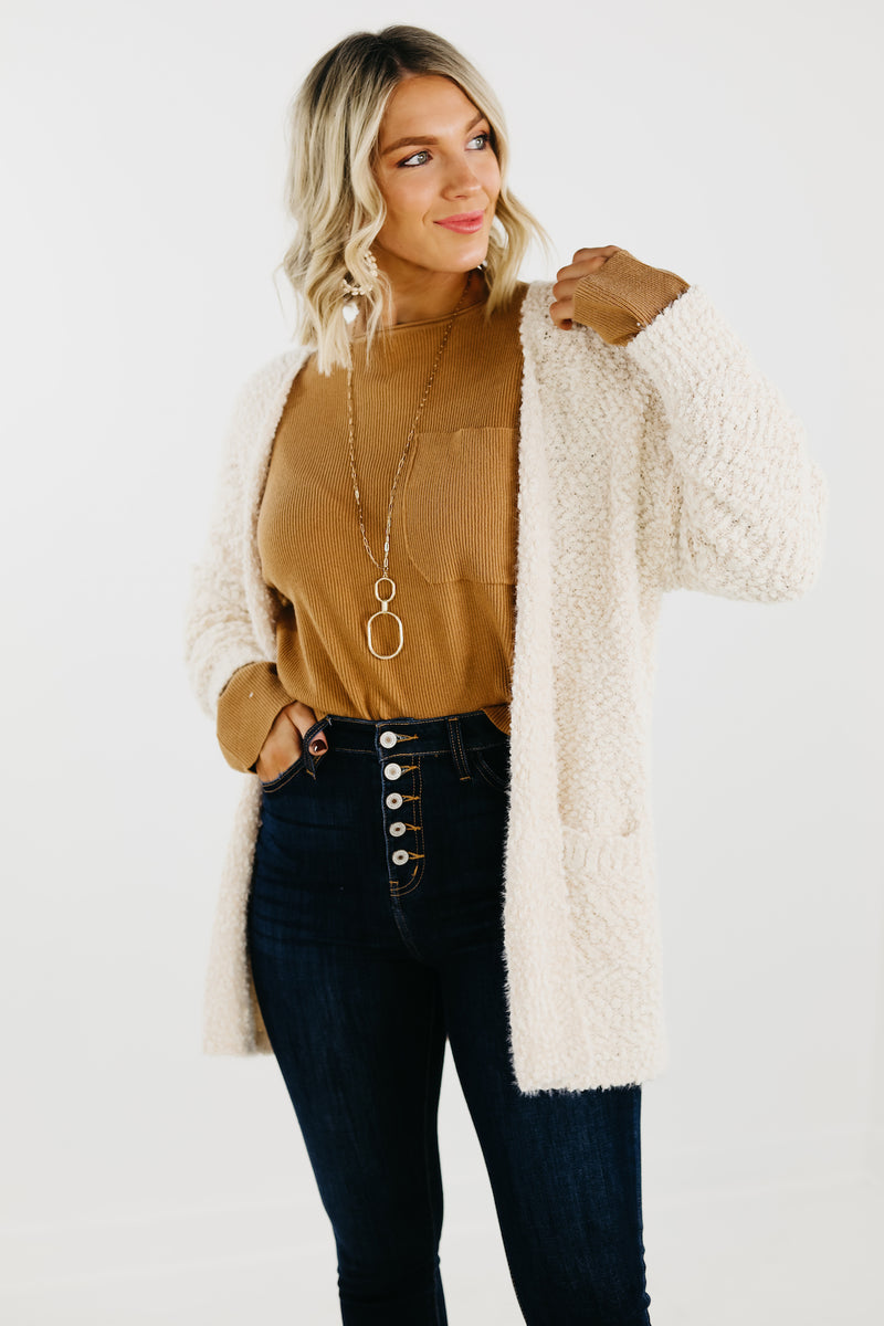 The Elsie Popcorn Cardigan - Taupe