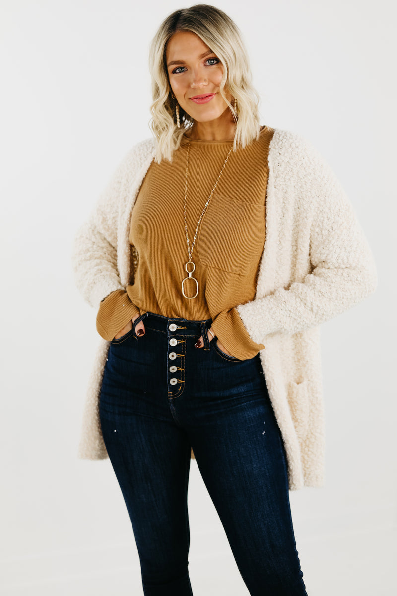 The Elsie Popcorn Cardigan - Taupe