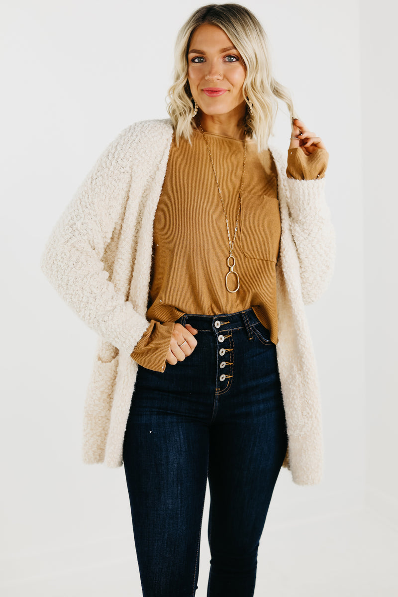 The Elsie Popcorn Cardigan - Taupe