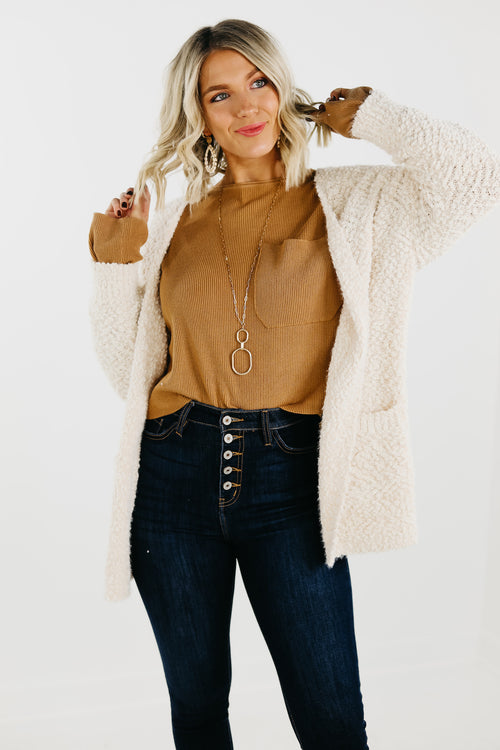 The Elsie Popcorn Cardigan - Taupe