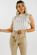The Sophia Striped Woven Ruffle Top - FINAL SALE
