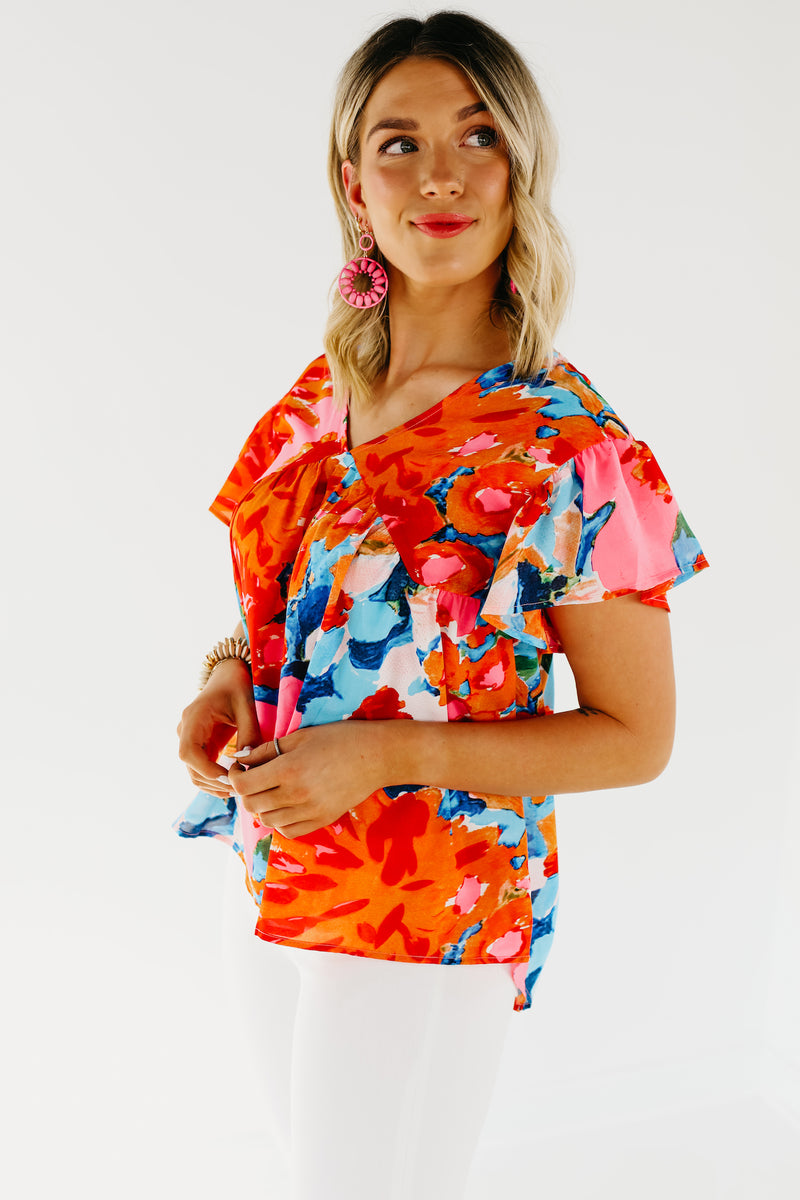 The Derek Watercolor Tie Back Blouse - FINAL SALE