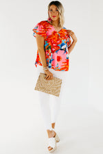 The Derek Watercolor Tie Back Blouse - FINAL SALE