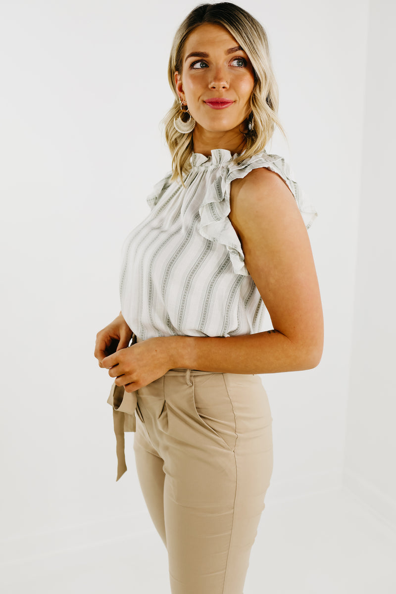 The Sophia Striped Woven Ruffle Top - FINAL SALE