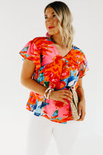 The Derek Watercolor Tie Back Blouse - FINAL SALE