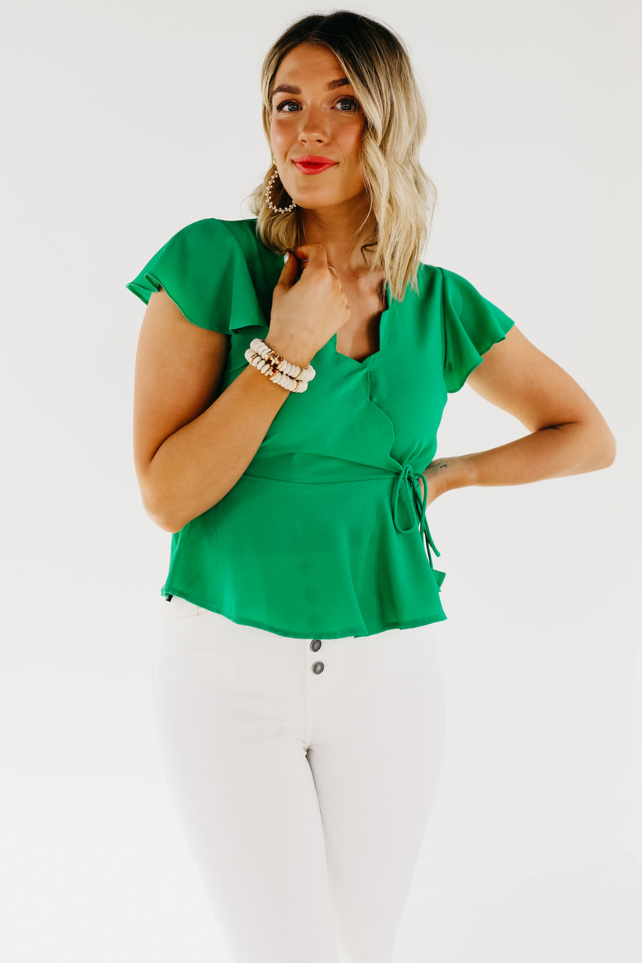 The Kairo Scalloped V Neck Blouse - FINAL SALE