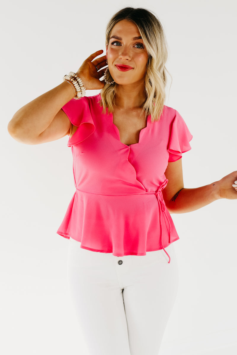 The Kairo Scalloped V Neck Blouse - FINAL SALE