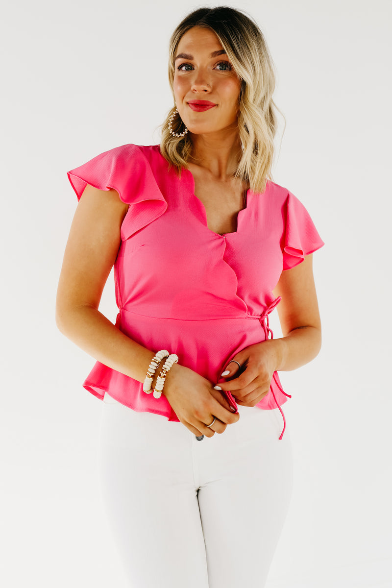 The Kairo Scalloped V Neck Blouse - FINAL SALE