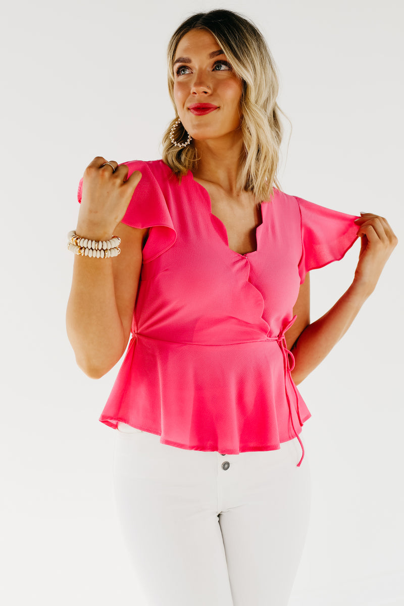 The Kairo Scalloped V Neck Blouse - FINAL SALE