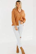 The Rosalyn Button Down Shirt - Tan - FINAL SALE