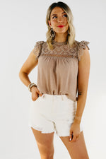 The Jayla Lace Yoke Woven Top - FINAL SALE