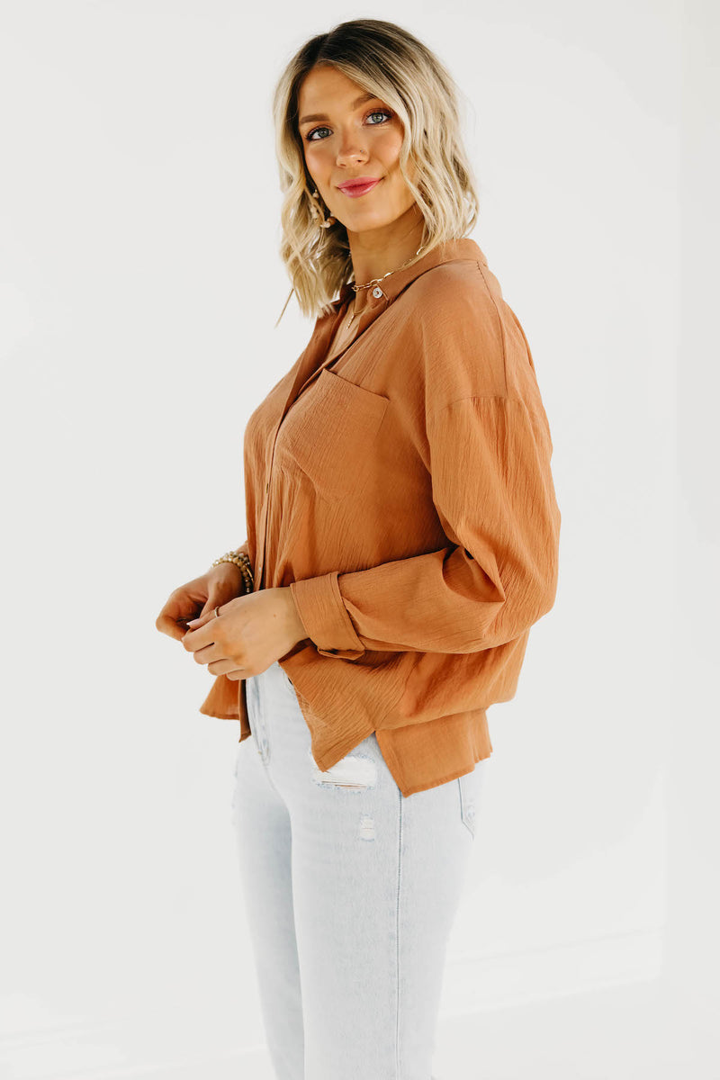 The Rosalyn Button Down Shirt - Tan - FINAL SALE