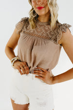 The Jayla Lace Yoke Woven Top - FINAL SALE