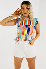 The Georgia Smocked Abstract Print Top - FINAL SALE