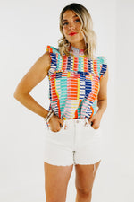 The Georgia Smocked Abstract Print Top - FINAL SALE