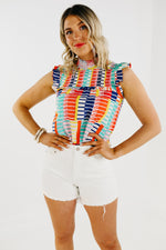 The Georgia Smocked Abstract Print Top - FINAL SALE