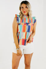 The Georgia Smocked Abstract Print Top - FINAL SALE