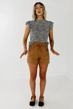 The Misty Tie Front Shorts - Camel