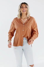 The Rosalyn Button Down Shirt - Tan - FINAL SALE