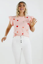 The Be Mine Embroidered Hearts Top - FINAL SALE