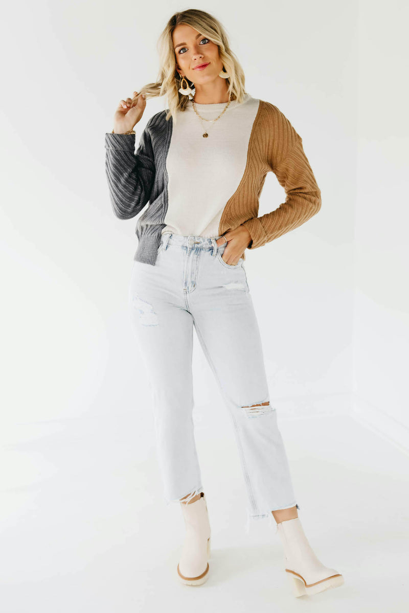 The Leena Mixed Hem Colorblock Sweater