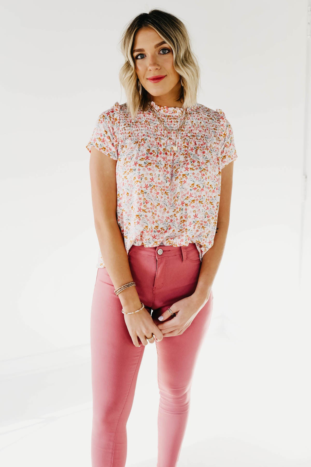 The Shaun Smocked Floral Top
