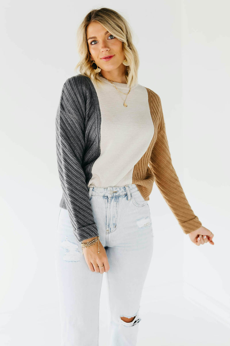The Leena Mixed Hem Colorblock Sweater