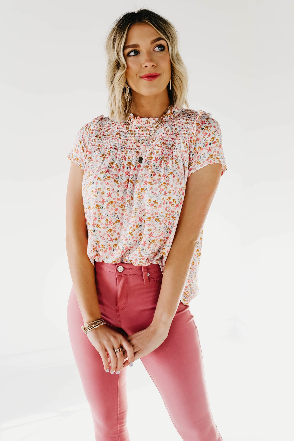The Shaun Smocked Floral Top