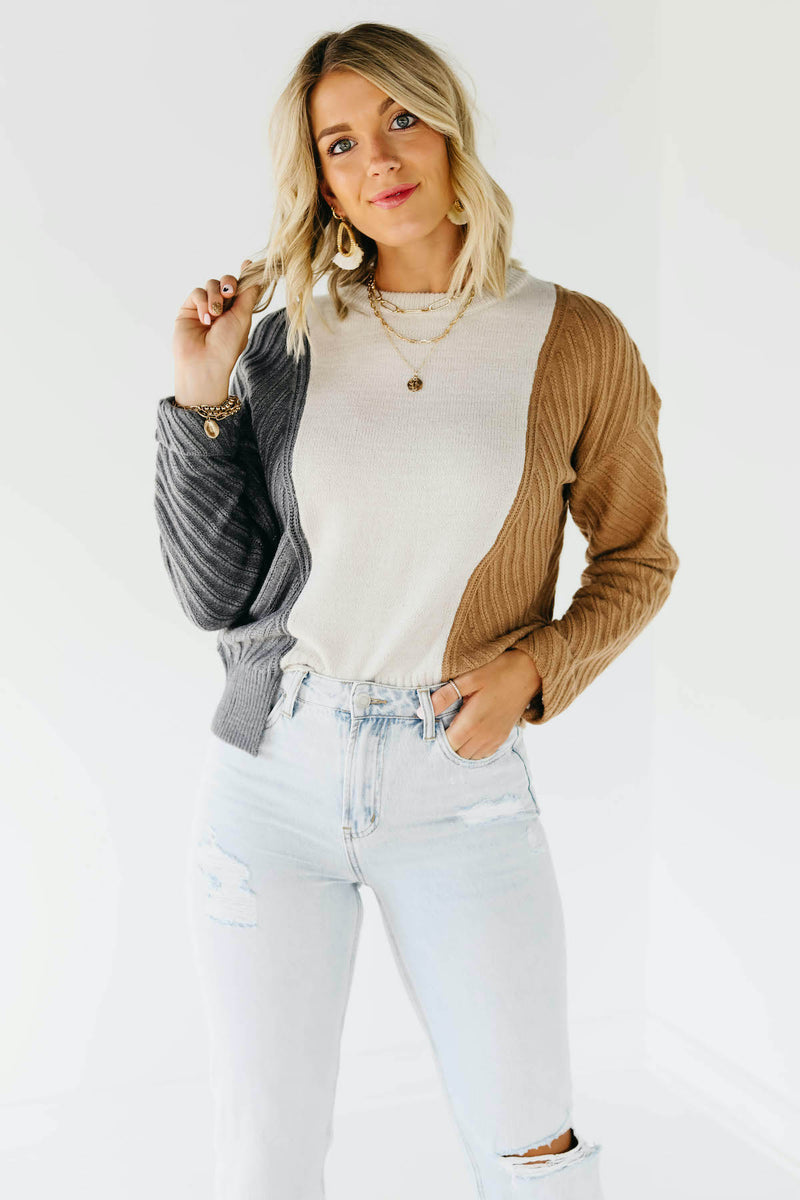 The Leena Mixed Hem Colorblock Sweater