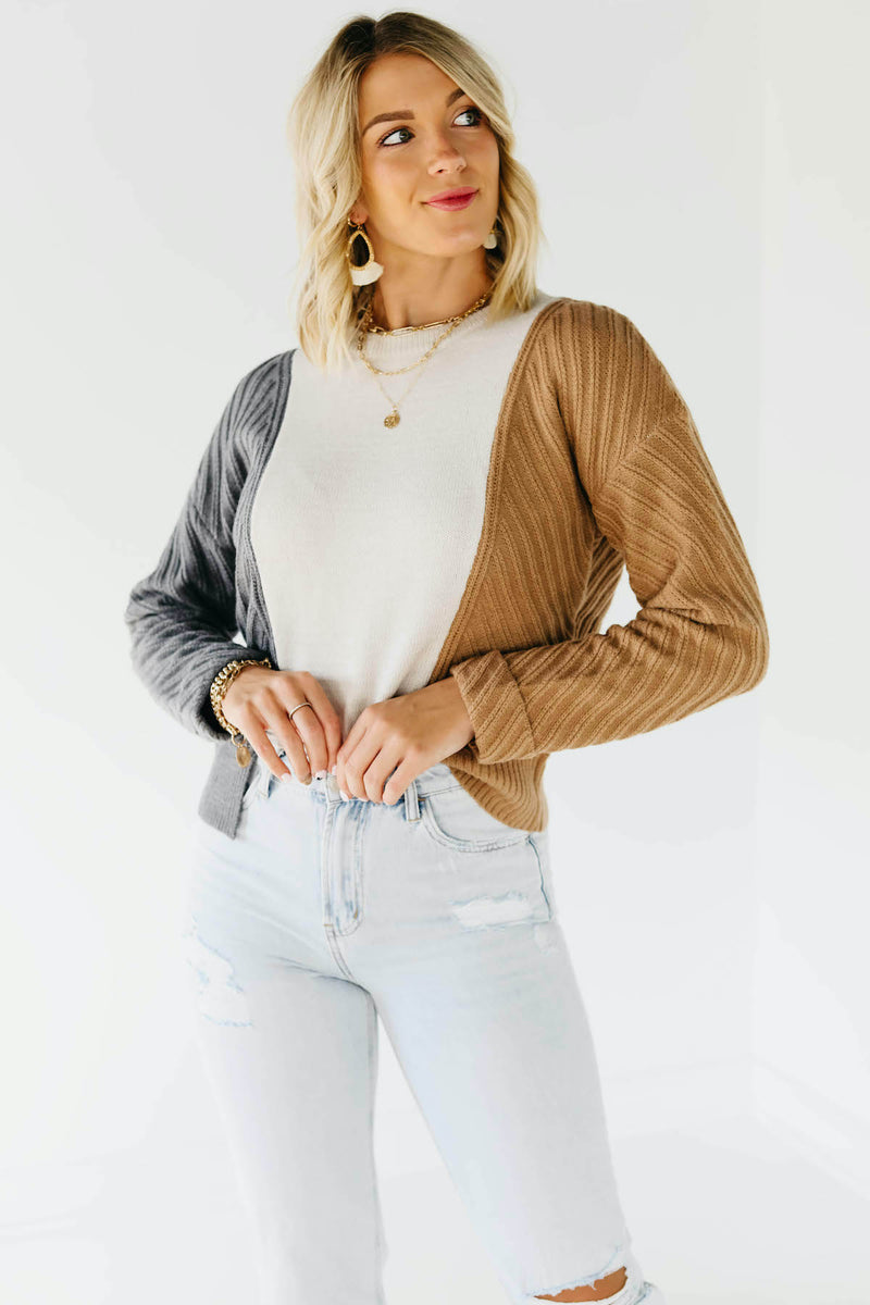 The Leena Mixed Hem Colorblock Sweater