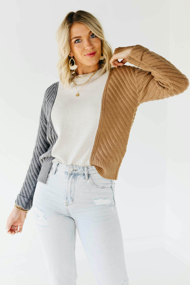 The Leena Mixed Hem Colorblock Sweater