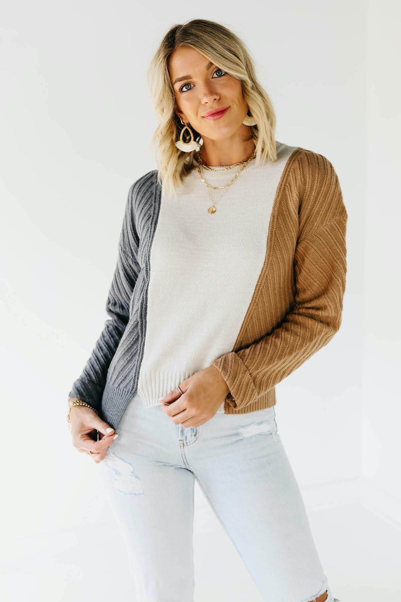 The Leena Mixed Hem Colorblock Sweater
