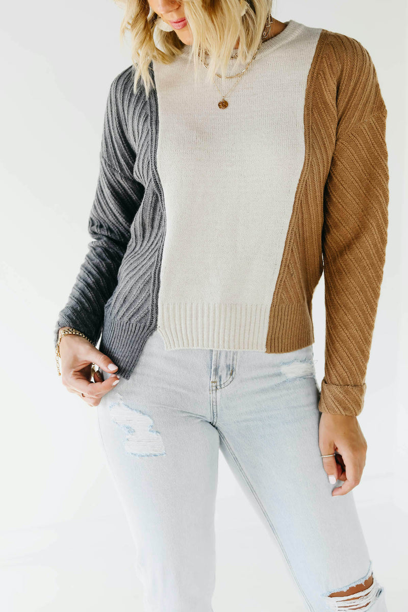 The Leena Mixed Hem Colorblock Sweater