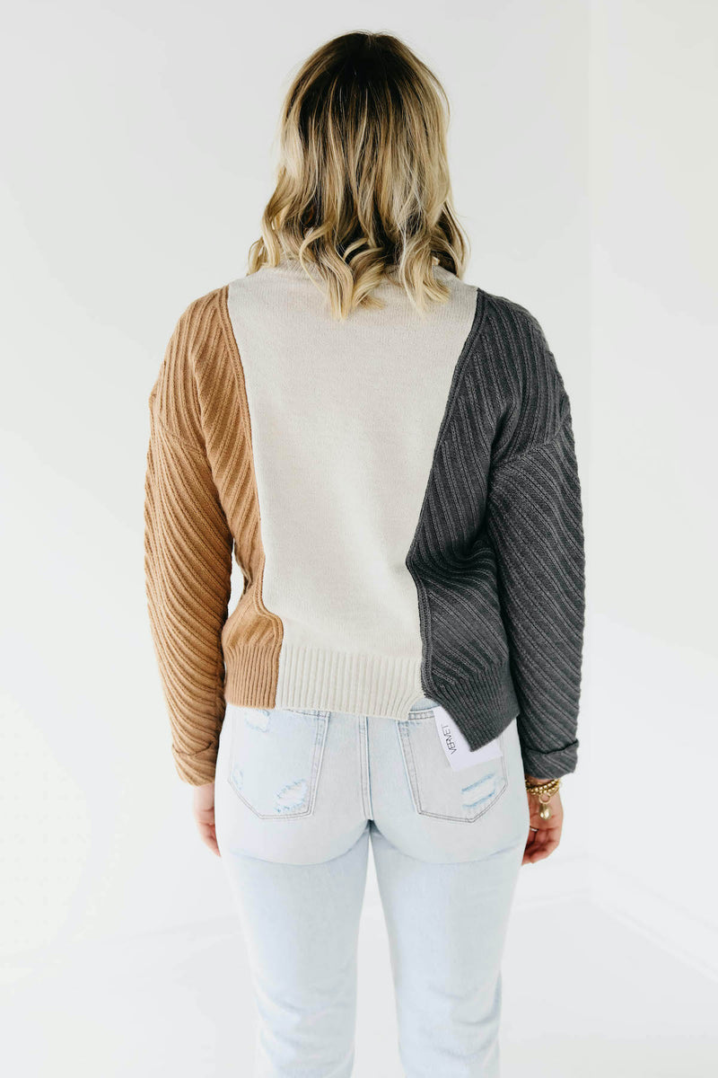 The Leena Mixed Hem Colorblock Sweater