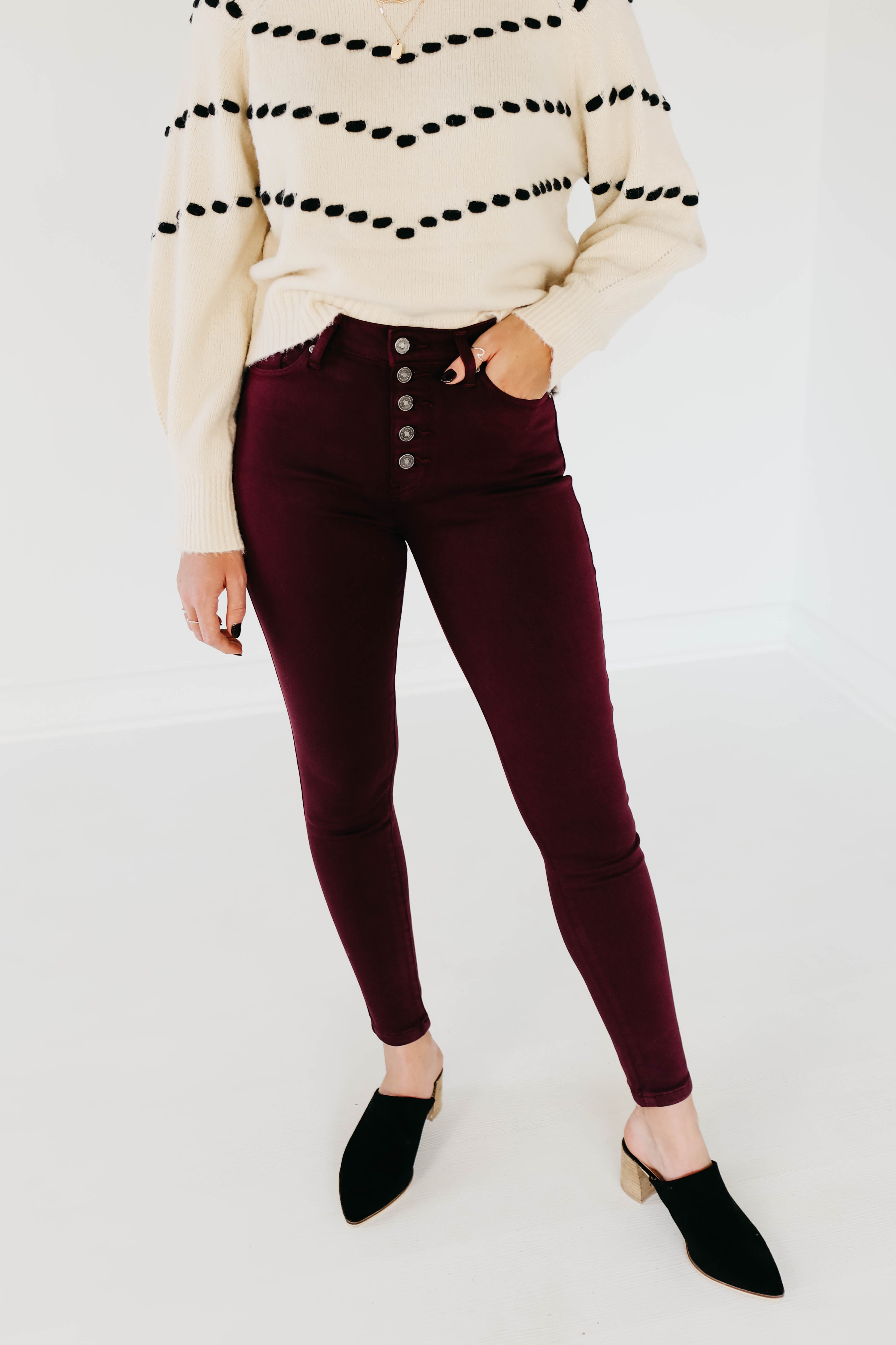 Kan Can 10 Inch High Rise Button Front Skinny - KC9252BG  - FINAL SALE