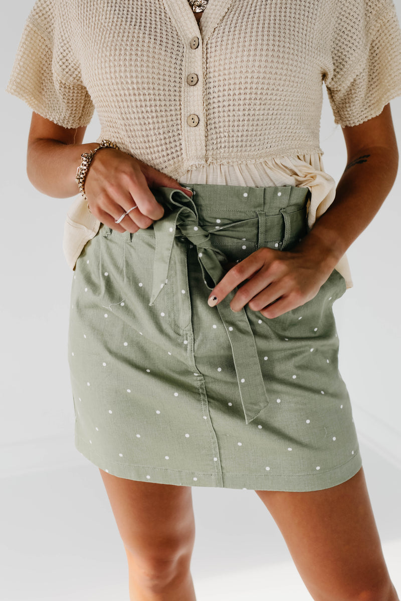 The Lily Dot Paperbag Skirt - Olive